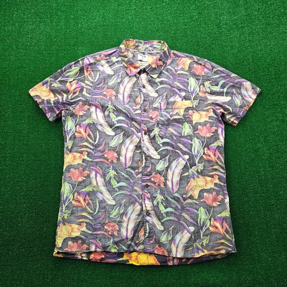 Hurley‎ Shirt Mens XL Floral Button Up Short Sleeve Hawaiian Summer Beach Casual - Picture 1 of 8